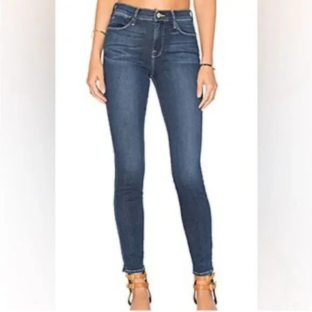 Frame Denim Le High Skinny Jeans In Swank Blue Sz 23 Slight Distressing